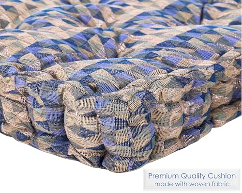 Image of Reversible 60x60x10 cm Woven Quilted Shiny Grey Floor Cushion with Cotton Filler for Seating, Patio Seat, Meditation, Yoga, Pooja, Guests, Living Room, Bedroom, Large Size 24x24x4 Inch