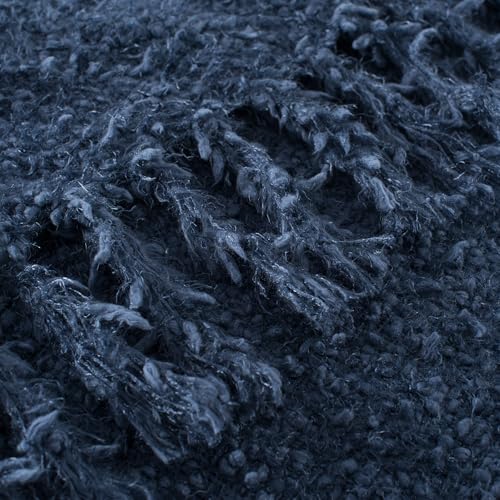 CloudDwelling Winter Knit Throw Blanket Fluffy Fuzzy Soft Lightweight Cozy Farmhouse Tassels Chunky Knitted Throws for Couch Sofa Bed (Navy Blue, 60"x80") by CloudDwelling - Used condition - Image 5