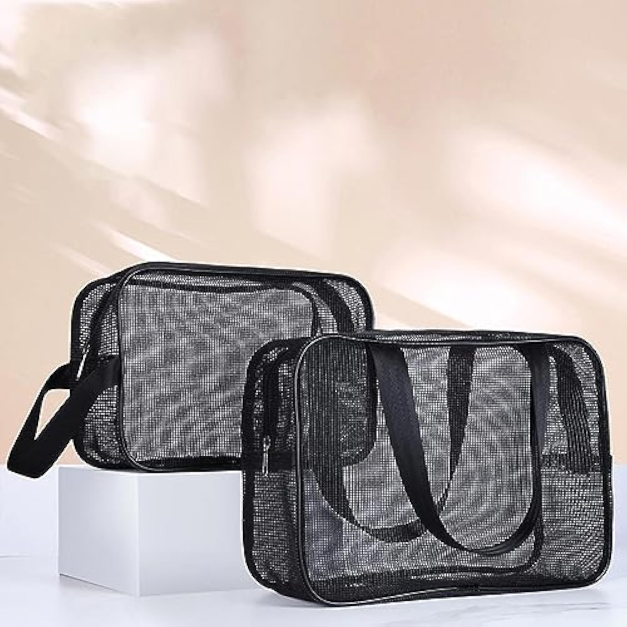 Portable Mesh Toiletry Bag Zipper Pouch for Daily Travel