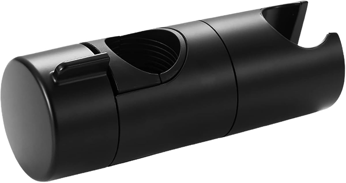 Shower Head Holder for Slide Bar, Universal Adjustable Shower Holder Bracket Set with Cylindrical Design, Replacement Shower Hose Clamp for Bathroom (D22-Black)