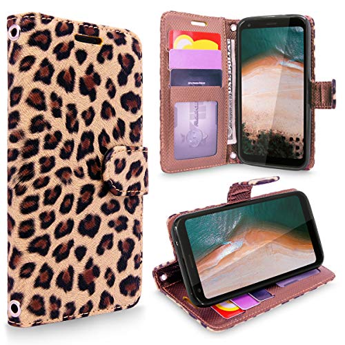 LG Q7 Case, LG Q7 Plus Case, LG Q7 Alpha Case, Cellularvilla Luxury Pu Leather Flip Wallet Case [Stand Feature] [Wristlet] Card Slots Protective Cover for LG Q7 / LG Q7+ / LG Q7a (Brown Leopard)