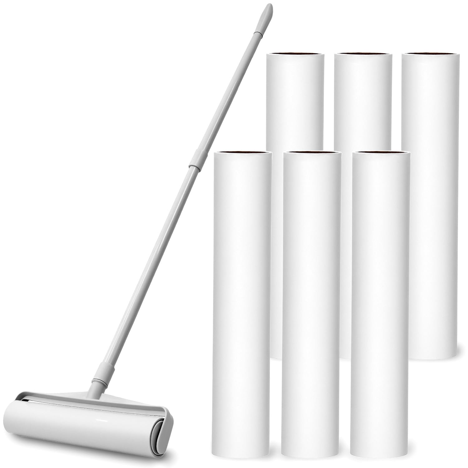 QWORK® Large Lint Roller for Pet Hair 9.5" Ultra Wide – Extendable Long Handle Sticky Mop with 360 Sheets for Carpet, Floor & Sofa – Heavy Duty Pet Fur Remover, Rug Cleaner & Hair Roller Refills