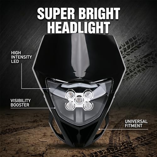 Image of AnXin Dirt Bike LED Headlight,Motorcycle Headlights Kit Universal for CRF250R CRF250F CRF450R CRF250L CRF450L XR650L Most Dirt Pit Bike Supermoto Enduro Motocross Black