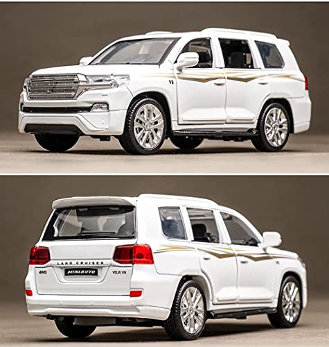 Image of Metal Pull Back Diecast Car 1:32 Land Cruiser Pull Back Car Model with Sound Light Boys Gifts Toys for Kids (Blue)