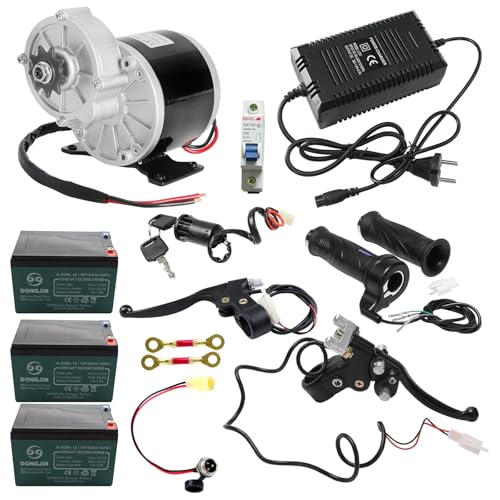 ICONSPORTSS Brushed Electric Tricycle Motor MY1016Z3 36V 350W 300RPM DC Electric Bicycle Motor 9 Sprocket Gear Reduction Motor Kit for DIY Go Kart Electric Wheelchairs Scooter Mower Power Wheels