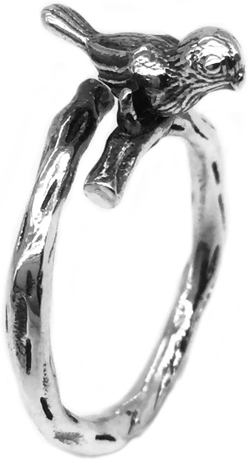Helen de Lete Women's Vintage Bird on The Tree 925 Sterling Silver Open Ring for Women