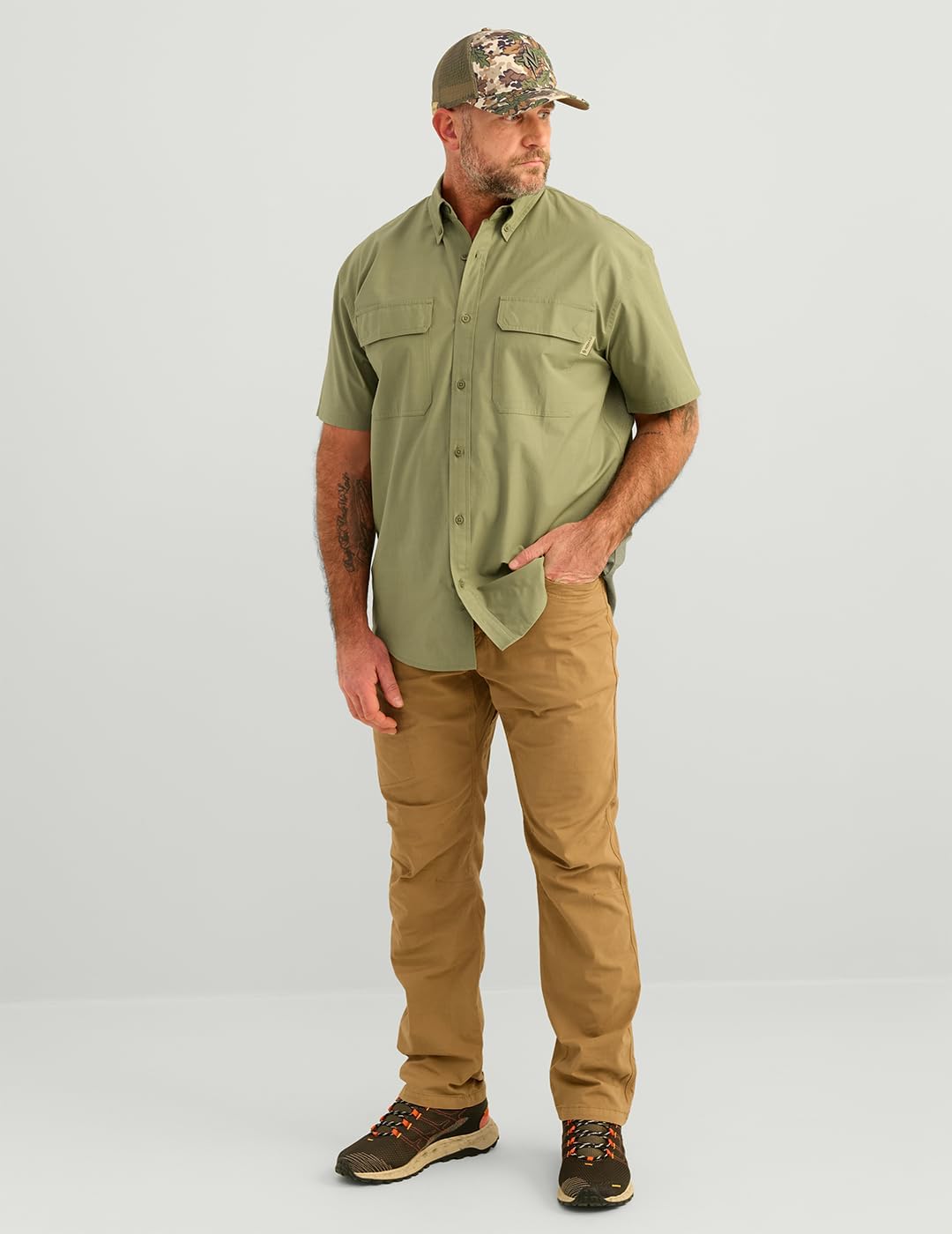 Nomad Mens Huntley Short Sleeve Button Down Hunting Lifestyle Shirt