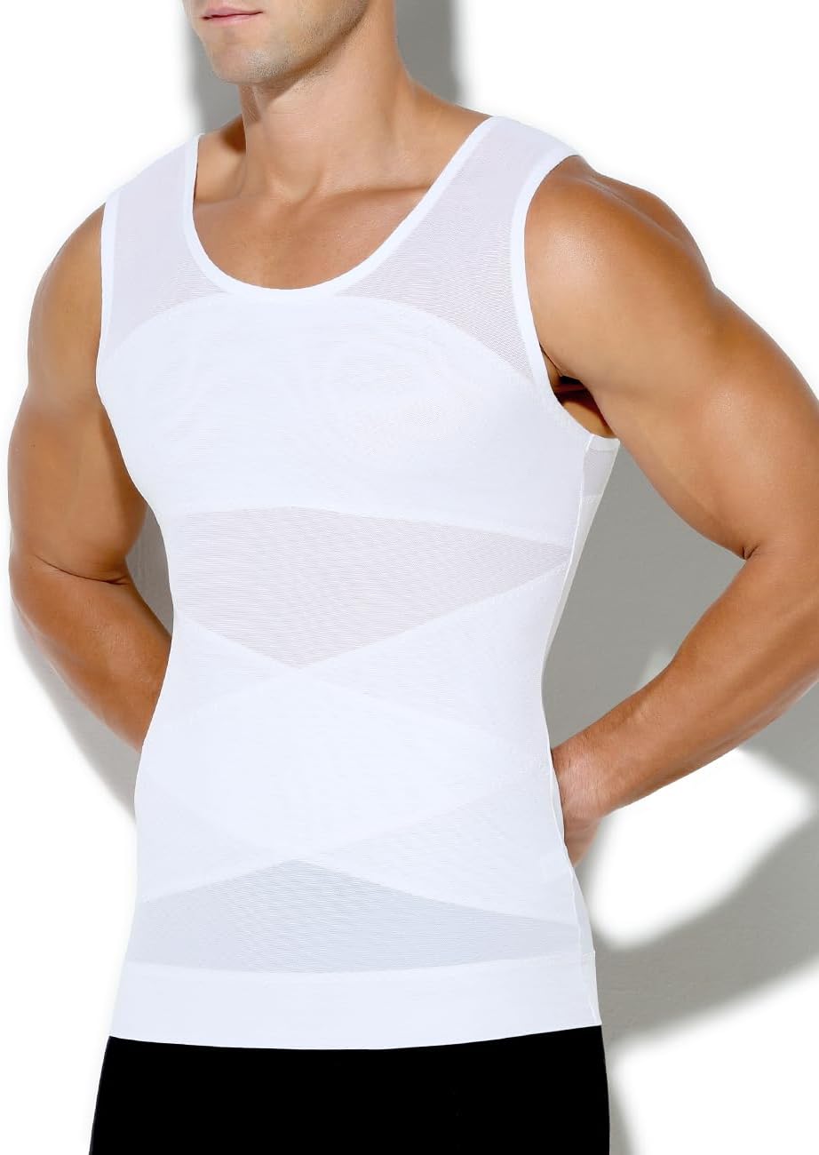 Invisible Men's Shapewear - Sleeveless Compression Undershirt for Formal Wear & Office Use