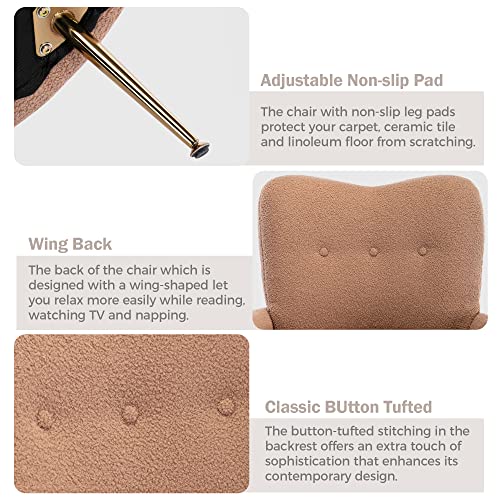 P Purlove Accent Chair For Living Room, Modern Short Plush Particle Armchair, Accent Chair With Golden Metal Legs And High Back, Arm Chair For Bedroom, Living Room, Office (Espresso) #TOP7