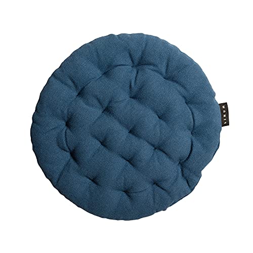 LINUM Pepper Elégante Galette de Chaise Rond Ø 37cm, 100% Coton, Lavable en Machine, Bleu Nuit Cover