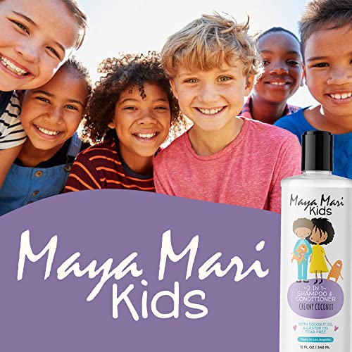 Maya Mari Kids Shampoo And Conditioner 2 In 1 With Coconut Oil And Castor Oil | Sulfate Free And Tear Free Hair Detangler Curly Hair Products For Kids, 12 Fl Oz #TOP7