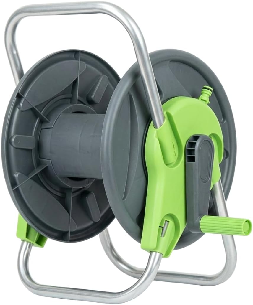 Hose Reel Stand (Plastic) With Quick Connectors and Accessories For Leakproof, Efficient Pipe Management | Strong Body Lightweight Portable & Durable | Protects Hose Pipe From Cuts and Breakages