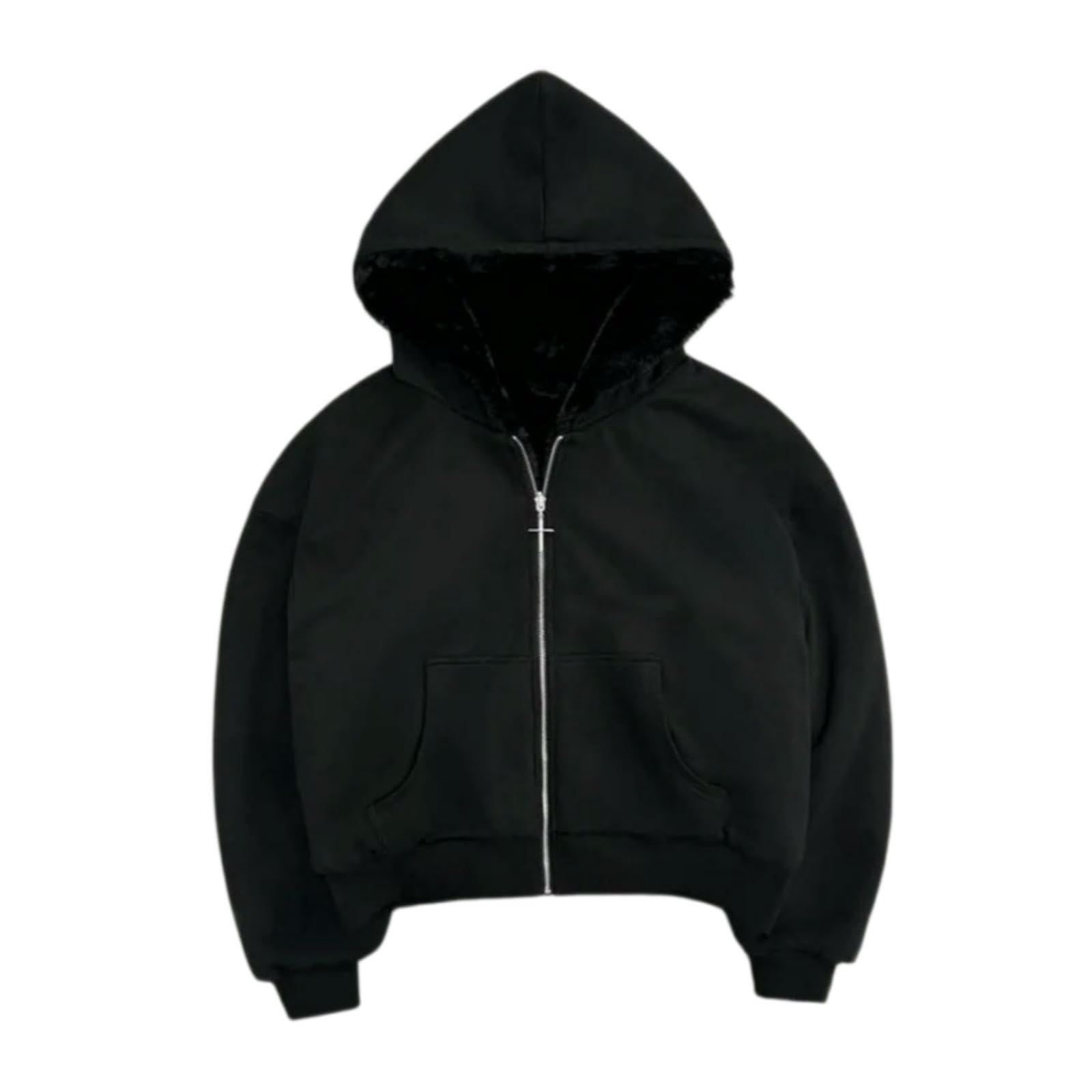 Sweat à capuche léopard imprimé recto verso coupe ample et zippée style urbain rétro