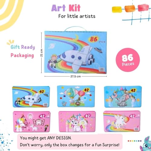 Image of Deluxe Drawing and Painting Art Set Crayon Color Set for Kids | Case Art & Craft Supplies | Great return Gift (Modern, 86)