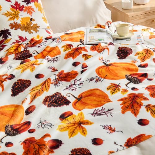 Image of BEDELITE Fleece Blanket Soft Fall Throw for Couch Autumn Pumpkin 50 inchx60 inch | Ultra Soft Fleece, Plush Microfiber, Lightweight Warmth, Thanksgiving Gift, Fall Home Decor, Machine Washable, Couch Sofa Bed