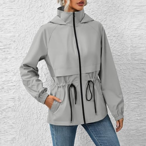 Rain Coats for Women Waterproof with Hood Long Sleeve Lined Windbreaker Jackets Casual Lightweight Travel Rain Jacket2