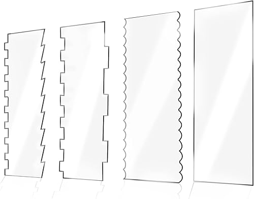 Juego de 4 raspadores de pastel de acrílico transparente grande para pasteles raspador más suave a rayas de pastel peine de contorno de borde para disponible en Yaxa Colombia
