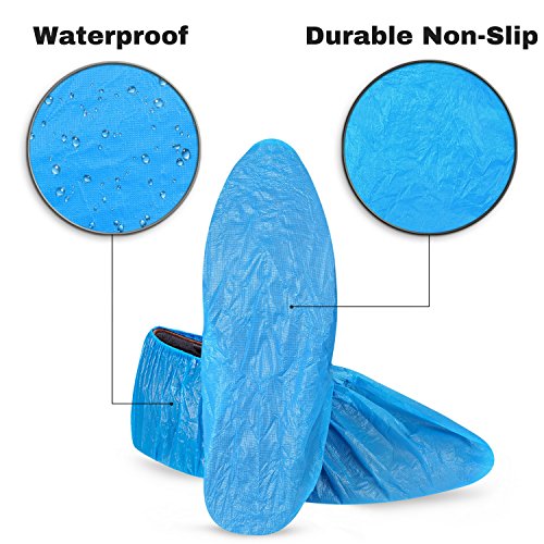MIFFLIN Disposable CPE Shoe Covers (300 Pieces) Waterproof Durable Boot Covers Shoe Protector Booties One Size Fits Most