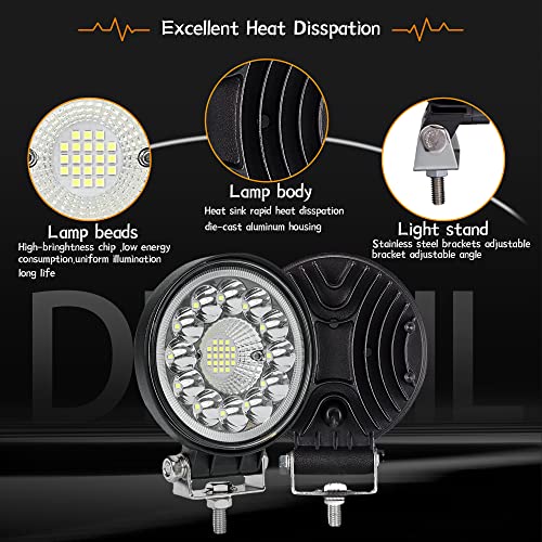 Image of San Young LED Light Pods for Trucks, 4 Inch LED Tractor Work Lights 120W Round Spot Off Road Driving Light for ATV UTV RV Golf Cart Go Kart Lawn Mower SUV Offroad Lights, 4 Pack