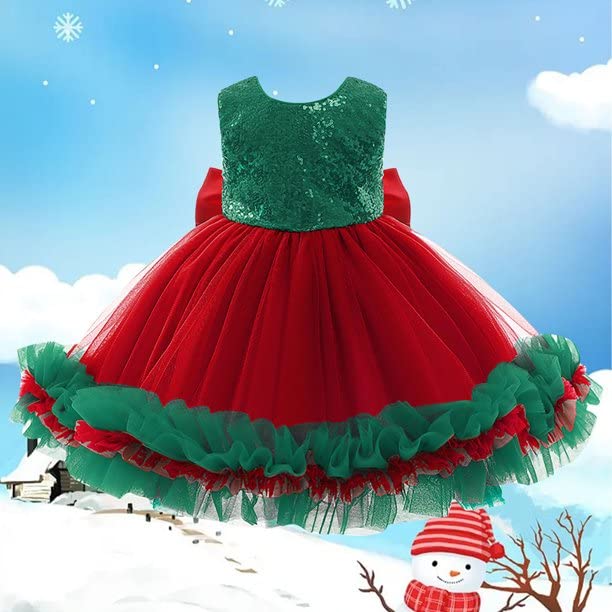 Image of Girls Flower Girl Red Dress Christmas Party Holiday Dresses