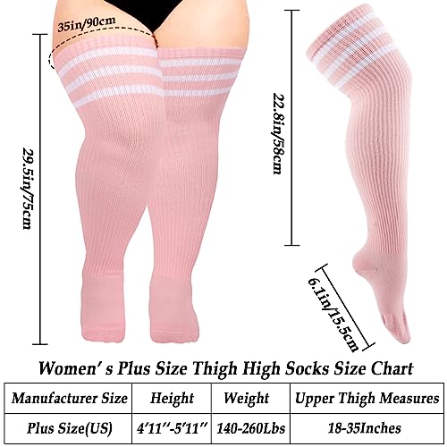 Image of Moon Wood Plus Size Thigh High Socks for Thick Thighs- Womens Knit Cotton Extra Long Over the Knee High Socks Leg Warmer