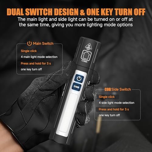 Image of Rechargeable Magnetic Small Powerful Flashlights, Bright Pocket Flashlight | High Lumens, USB C Charging, 8 Modes Zoomable, Dual Button Waterproof Tactical Work Flash Light for Car,Emergency,Camping