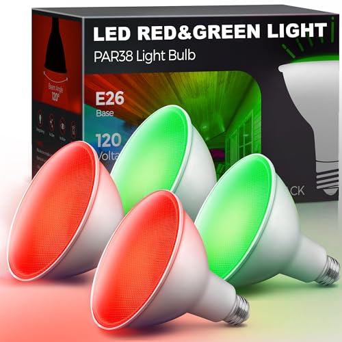 Image of L LOHAS LED Red Green Christmas Flood Light Bulbs, PAR38 LED Flood Light
