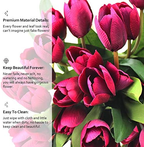 SNAILGARDEN 3 Bunches/27pcs Artificial Flowers,Fake Silk Tulips Real Touch Faux Flowers Bouquet for Bridal Wedding Home Party Floral Arrangements Decor(Purple)