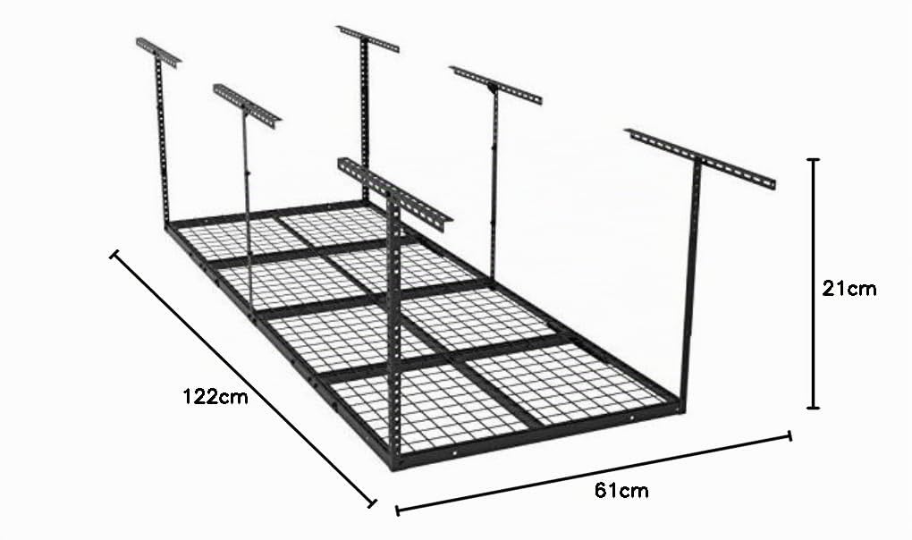 Ergosolid SG38 - Soporte de Techo, estantería de Almacenamiento, 244 x 91 cm, Bandeja de Techo de 250 kg, Negro