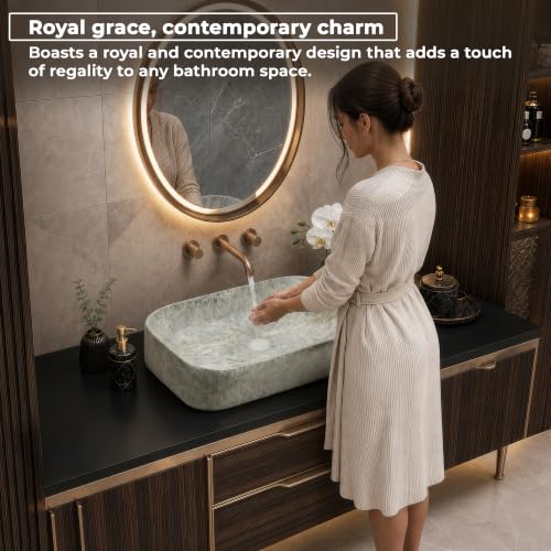 Image of Plantex Ceramic Wash Basin for Bathroom /Over Counter Bathroom Sink /Designer Hand Wash Sink for Home /Office /Hotel (21.5x14x5 Inch)