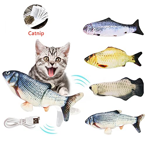 Brinquedo elétrico para gatos e peixes, brinquedo realista de pelúcia com movimento de peixe, brinqu