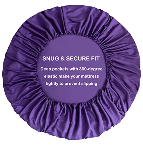 Ayasw Fitted Sheet Only Queen Size - Deep Pocket Soft Bed Fitted Bottom Sheet - 1800 Brushed Microfiber - Fits 8" To 16" - Wrinkle, Fade, Stain Resistant - Easy Care Purple #TOP4