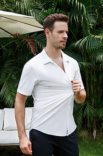 SAMERM Mens Dress Shirt Wrinkle Free Moisture Wicking 4-Way High Stretch Super Soft Casual Button Down Shirts3