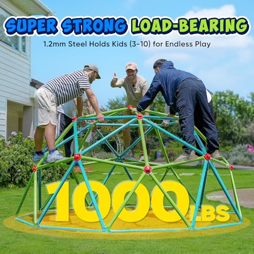 Image of Zupapa Climbing Dome with Hammock, Supports up to 1200lbs Jungle Gym,10FT Dome Climber with Hammock for Kids 3 to 10 Outdoor Play Equipment