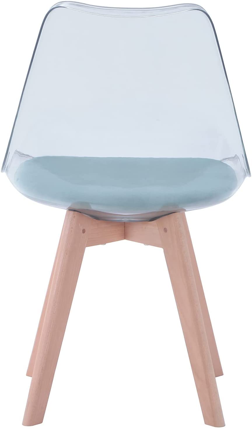 Juego de 4 Sillas de Comedor Transparentes Modernas, Sillas de Comedor Tapizadas Extraíbles, Sillas de Cocina de Diseño Escandinavo (Terciopelo-Verde)