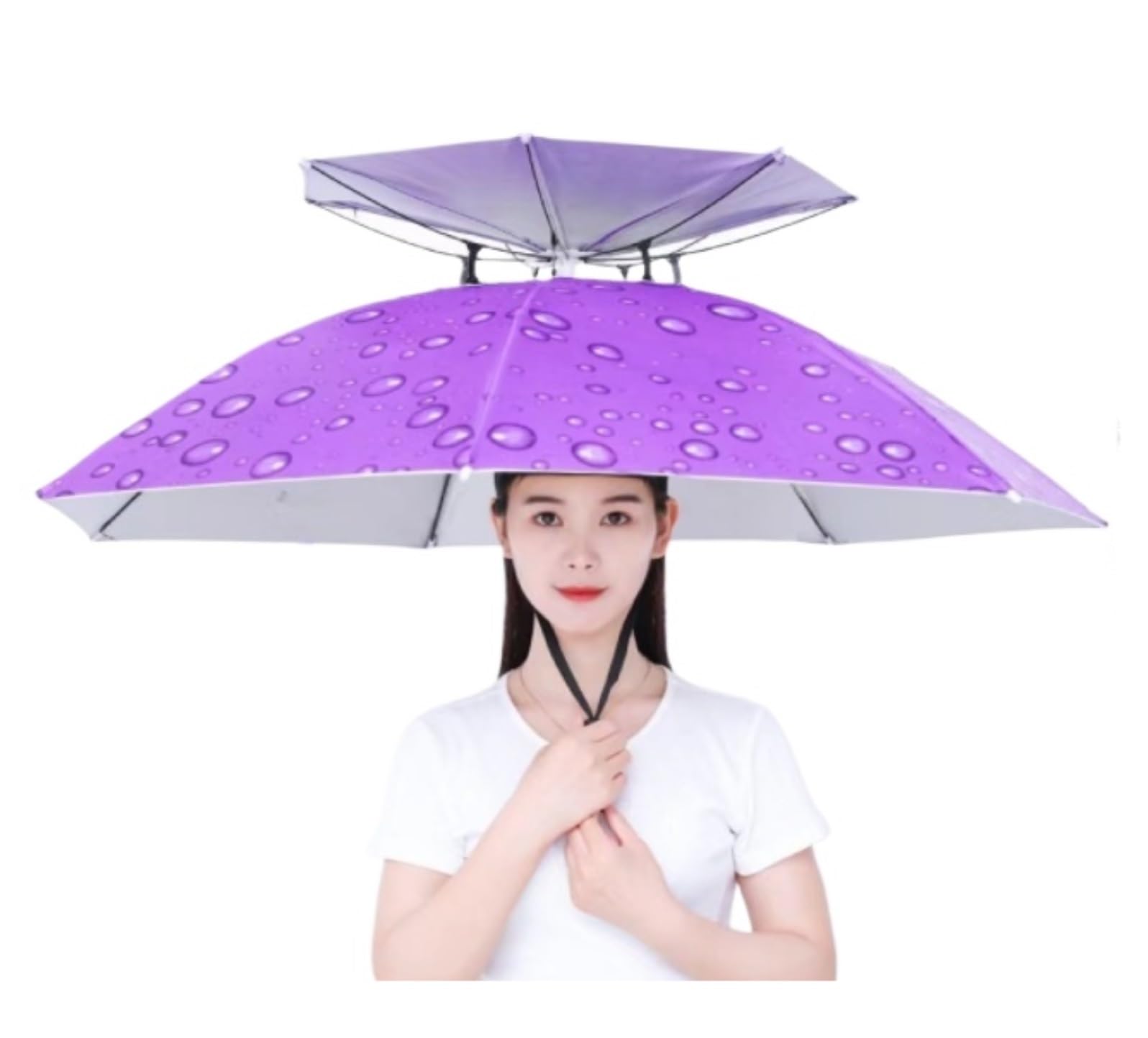 Chapeau Parapluie Pluie Chapeau Parapluie Pliable for La Pêche Et Le Jardinage, Couvre-Chef, 1 Pièce Ombrelle De Tete(Purple)