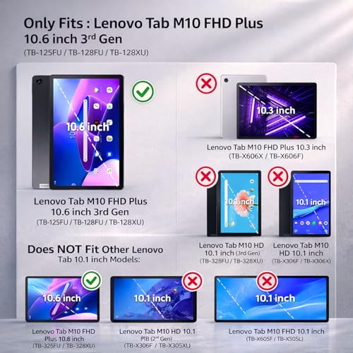 Image of [1-Pack Tempered Glass Screen Protector for Lenovo Tab M10 FHD Plus 3rd Gen 10.6 inch (TB-125FU / TB-128FU / TB-128XU) (Will Not Fit M10 5G Model)