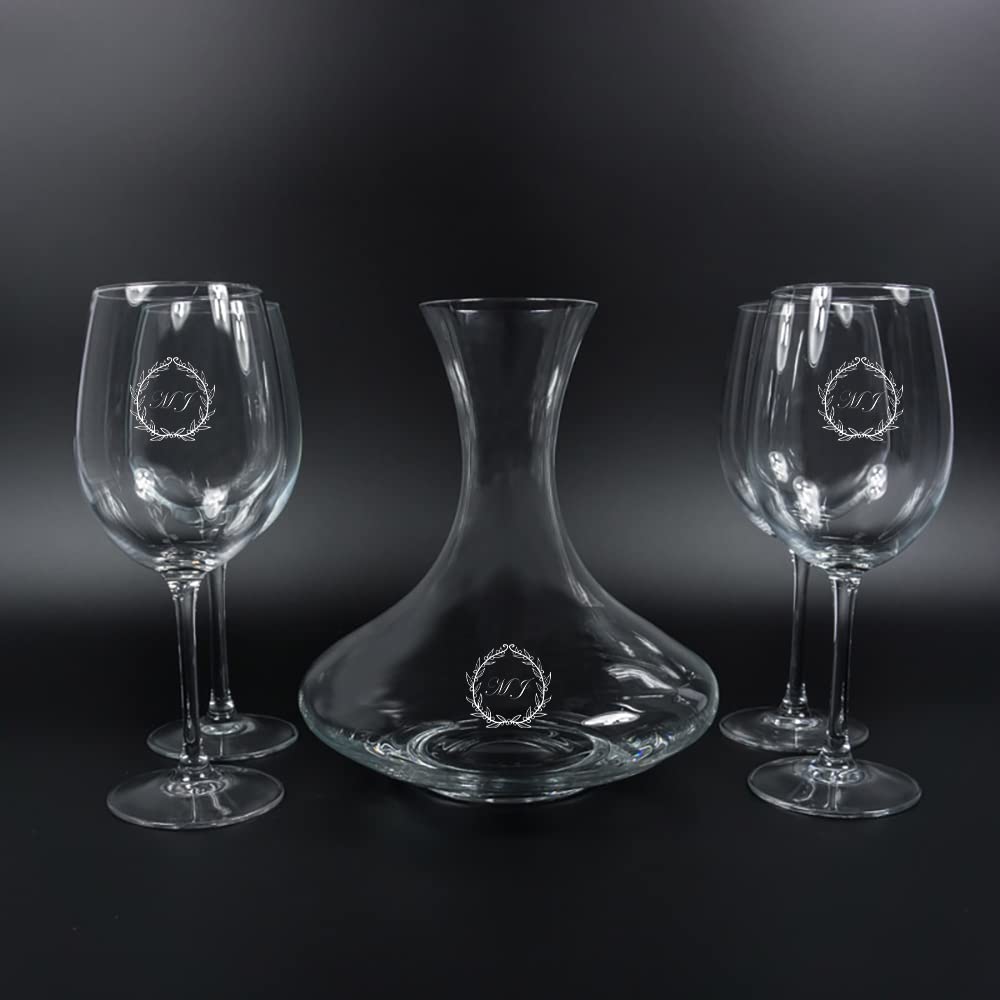 Calledelregalo Regalo personalizado: set con decantador y copas de vino grabados con iniciales.
