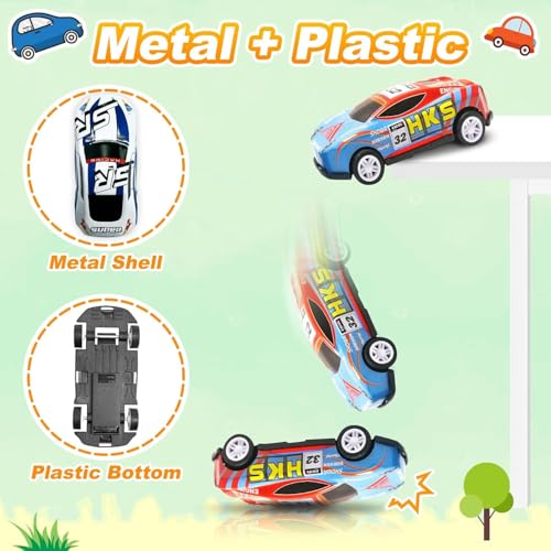 Image of Die-Cast Racing Car Toy for Kids 3+ Year Old 6PCS Pull Back and Go Multicolor Alloy Metal Die Cast Unbreakable Car Vehicles for Boys and Girls Sports Cars Collection Birthday Gift for Children