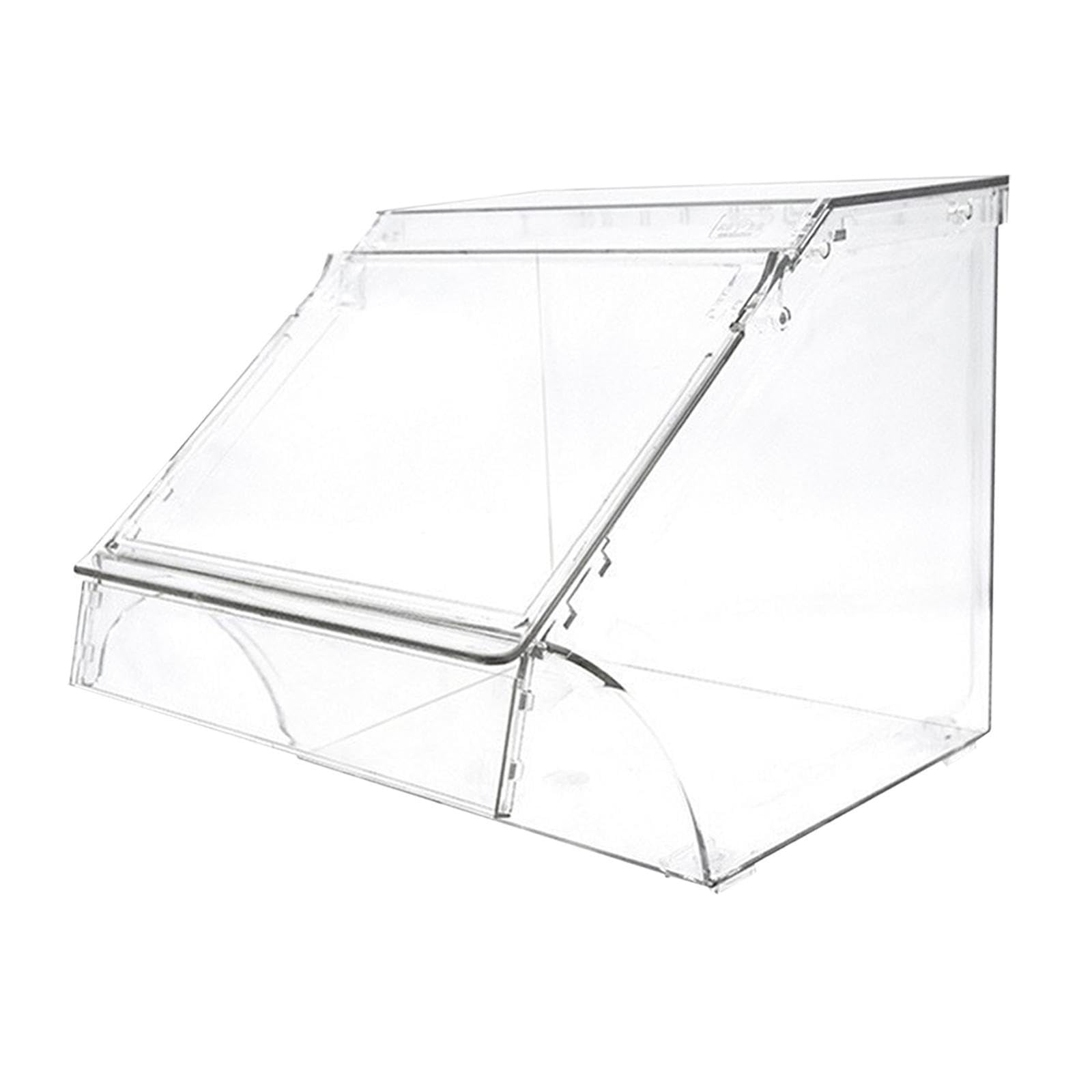 Contenedor de Pan Organizador de Productos Secos Recipiente Transparente Apilable con Tapa Frontal Fácil Acceso Vitrina para Panadería Estante de Supe, 24cmx20cmx24cm