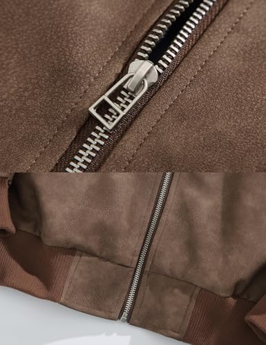 Image of Silent Vortex Men's Oversized Faux Leather Zip Up Bomber Jacket 90S Vintage Biker Racing Moto Jackets Streetwear Coats