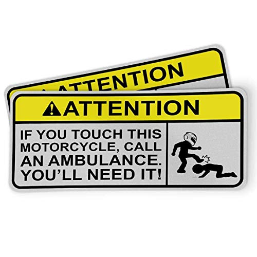 Image of 2 Pieces | Touching This Motorbike Biker Sticker Warning Stickers Funny Safety Instructions Decals | Car Bumper Window Motorcycle Helmet