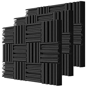 TroyStudio Thick Acoustic Foam Panels, 12 X 12 X 2 Inch 36 Pcs Broadband Sound Absorbing Foam, Dense Soundproof Padding Tile, Recording Studio Foam Absorber, Groove Decorative 3D Wall Ceiling Panel