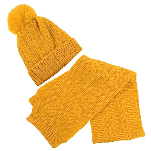 1Set Knitted Woolen Yarn Hat and Scarf Breathable Neck Neckerchief for Boys and Adorable Winter Costume Supply