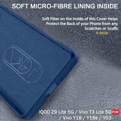 Image of TheGiftKart Liquid Silicon Back Cover Case for iQOO Z9 Lite /Vivo T3 Lite 5G / Y18 /Y18e /Y03 /Y28s /Y37 | Shockproof Military Grade Protection | Micro-Fibre Cloth On Inside | Anti-Slip Grip (TPU, Blue)