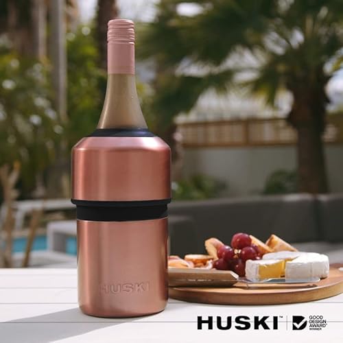 Huski Wine Chiller | Award Winning Iceless Design | Keeps Wine Cold Up To 6 Hours | Wine Accessory | Next Generation Ice Bucket | Fits Some Champagne Bottles | Perfect Gift For Wine Lovers (Stainless) #TOP4