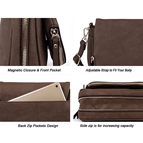 Image of Crossbody Bags for Women Small Pu Leather Over the Shoulder Purses and Flap Cross Body Handbags with Multi Pockets