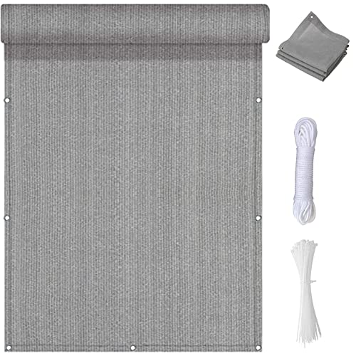 YANHONG Privacidad de Balcón 95x900cm(37x354inch) Protección de Privacidad Balcón Malla de sombreo HDPE Protección UV con Ataduras de Cables, Gris