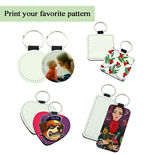 Image of 12 Pcs Sublimation Blank Keychains,PU Leather White Keychains Ornament Pendants for Man Women Crafts Heat Transfer