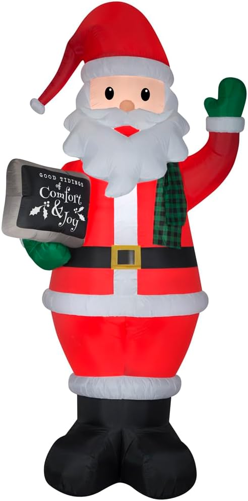Gemmy Christmas Airblown Inflatable Santa w/Sign Giant, 11.5 ft Tall, Multi